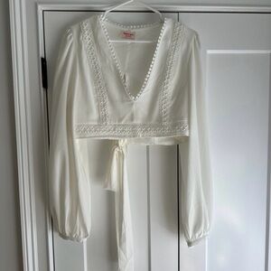 Showpo White V-Neck Tie-Front Blouse